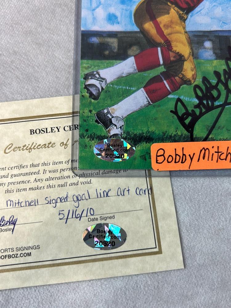 (2) Bobby Michell signed- Goal Line Art, HOF Signaturte Series- COA