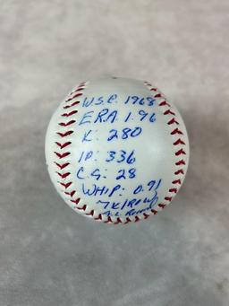 Denny McClain Signed Ball with many stats