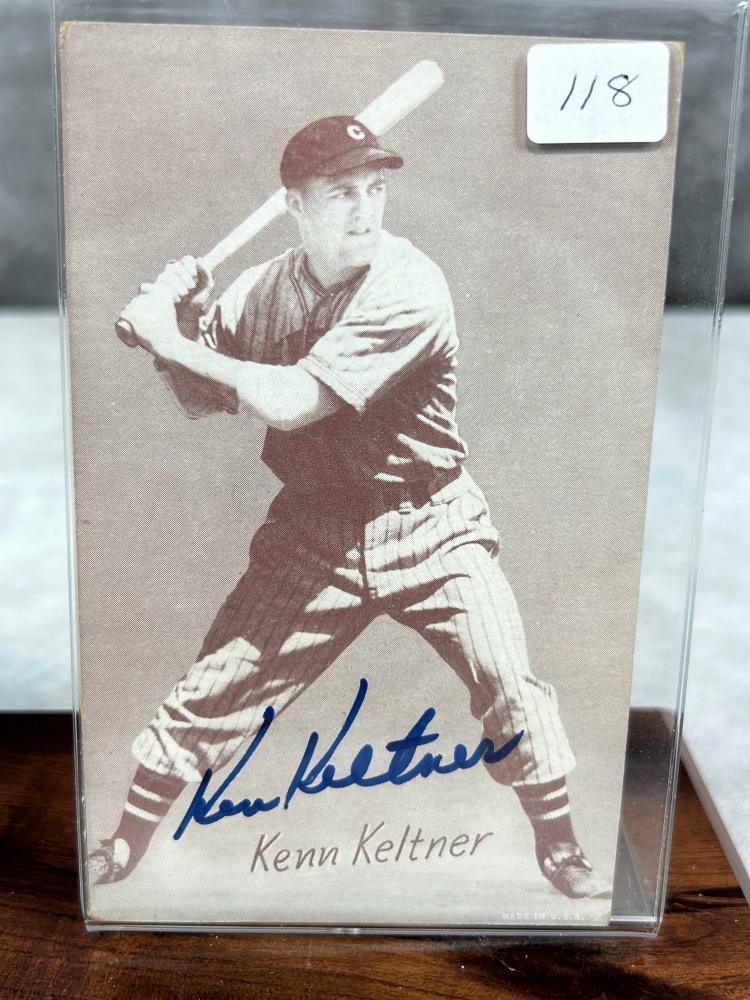 Kenn Keltner Signed American League Baseball and Exhibit Card