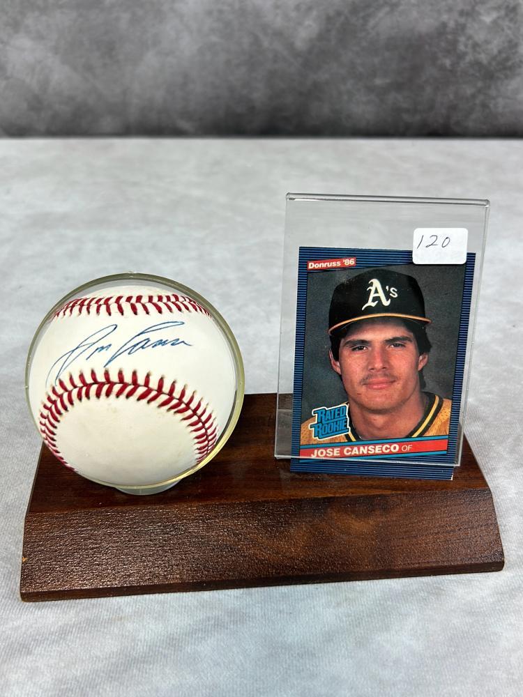 Jose Canseco Signed American League Baseball and Exhibit Card