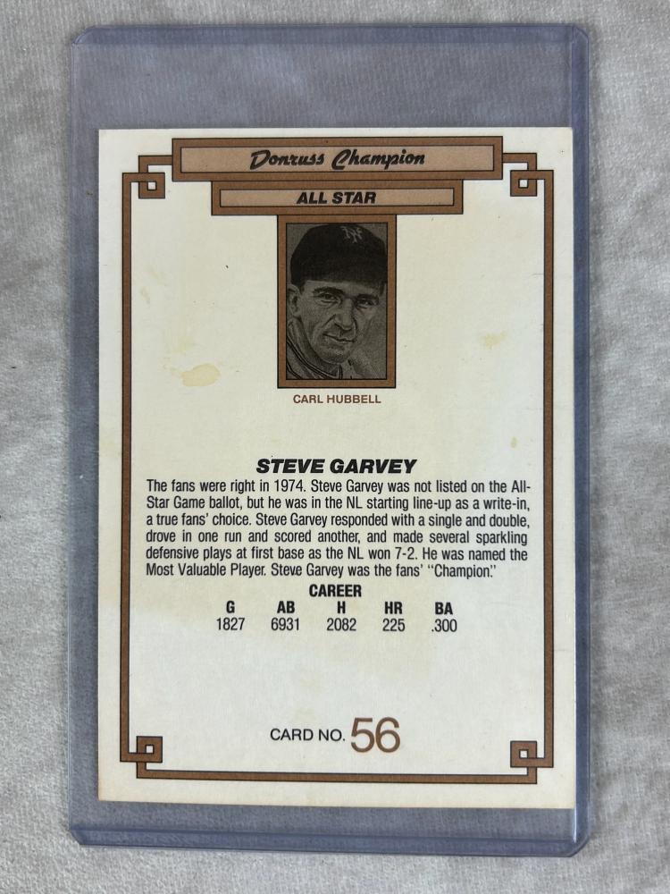 Steve Garvey Signed National League Baseball and Donruss Champion Signed Card