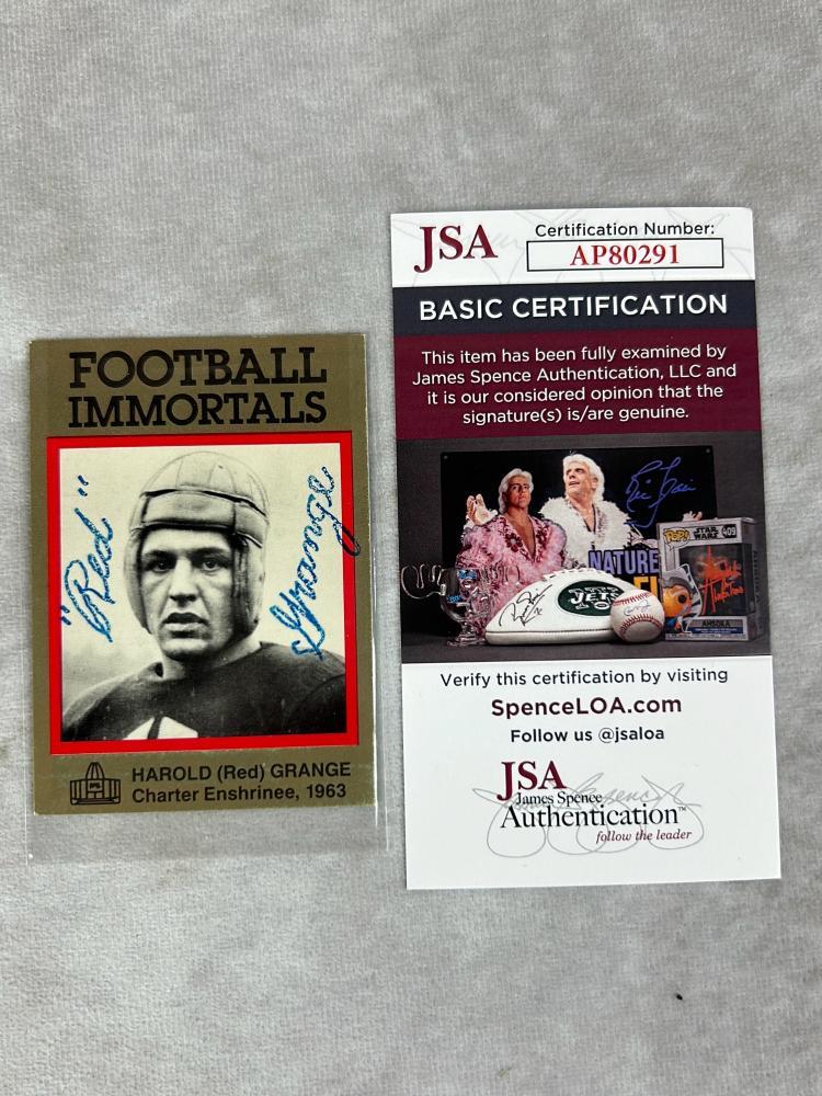 Red Grange HOF Signed Football Immortals Card- JSA