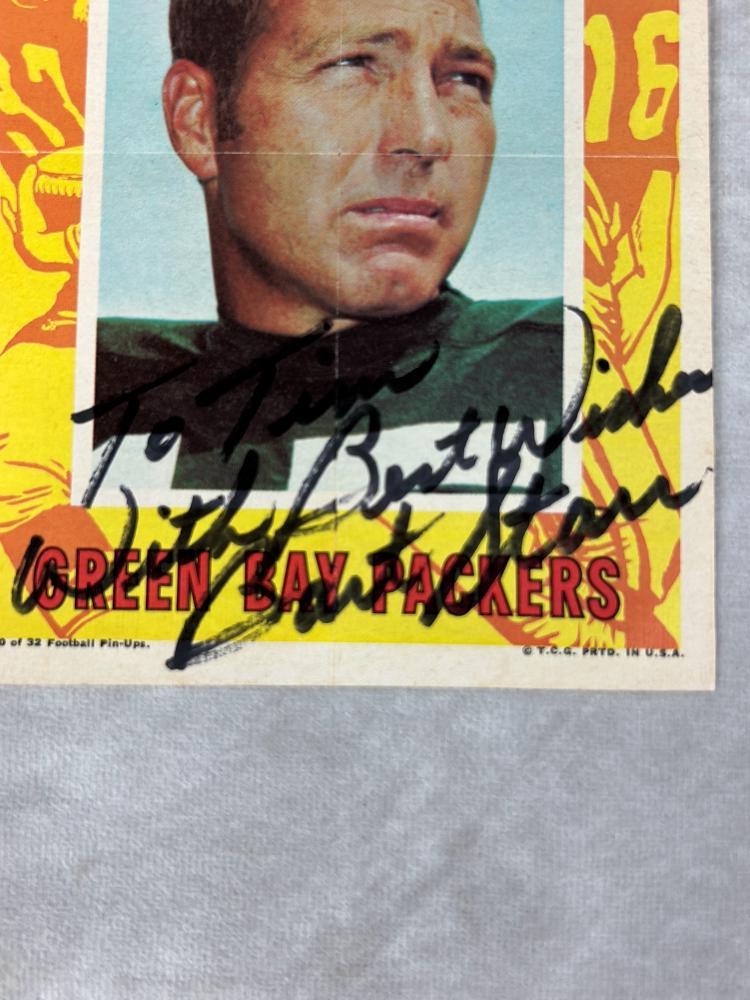 Bart Starr Signed Football Pin-Up- JSA