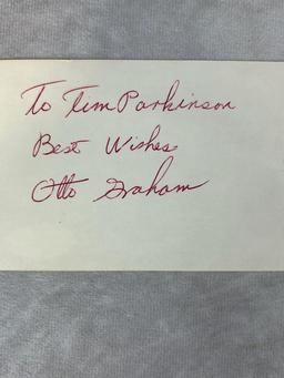 Otto Graham Signed 3 x 5 Index Card- JSA