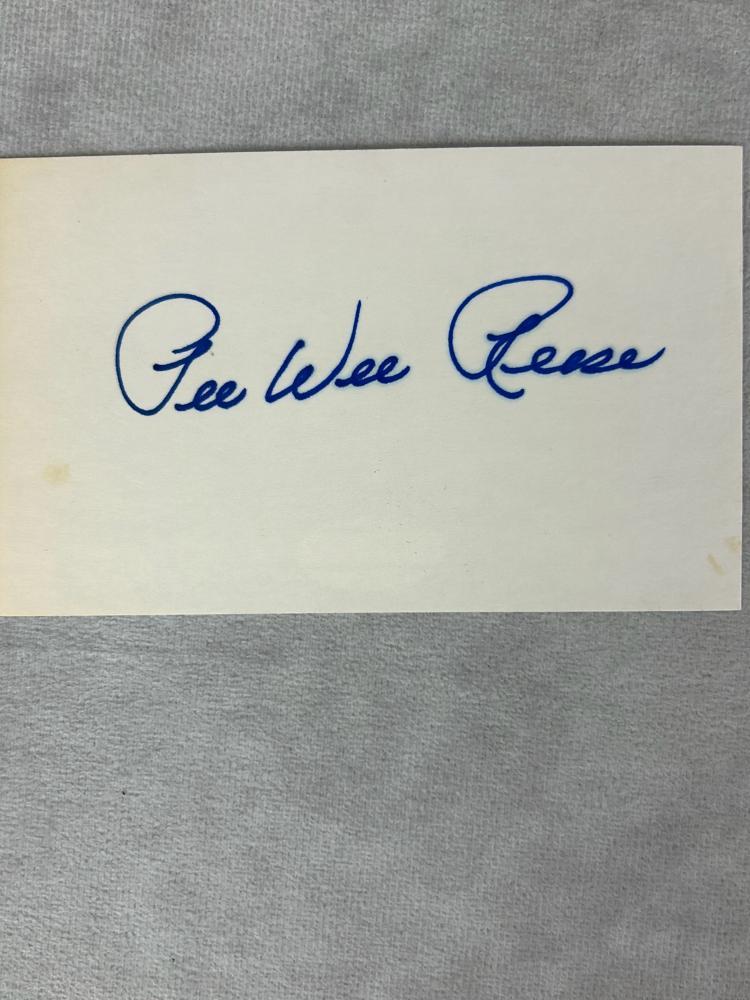 Pee Wee Reese Signed 3 x 5 Index Card - JSA