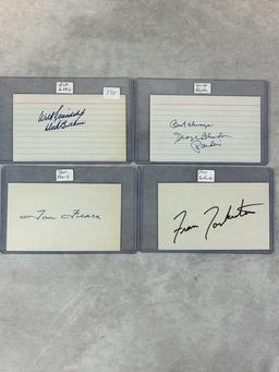 (4) Signed 3 x 5 Index Cards - Butkus, Blanda, Fears, and Tarkenton