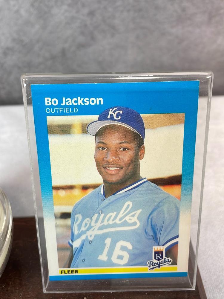 Bo Jackson Signed American League Baseball with 1987 Fleer Card - JSA