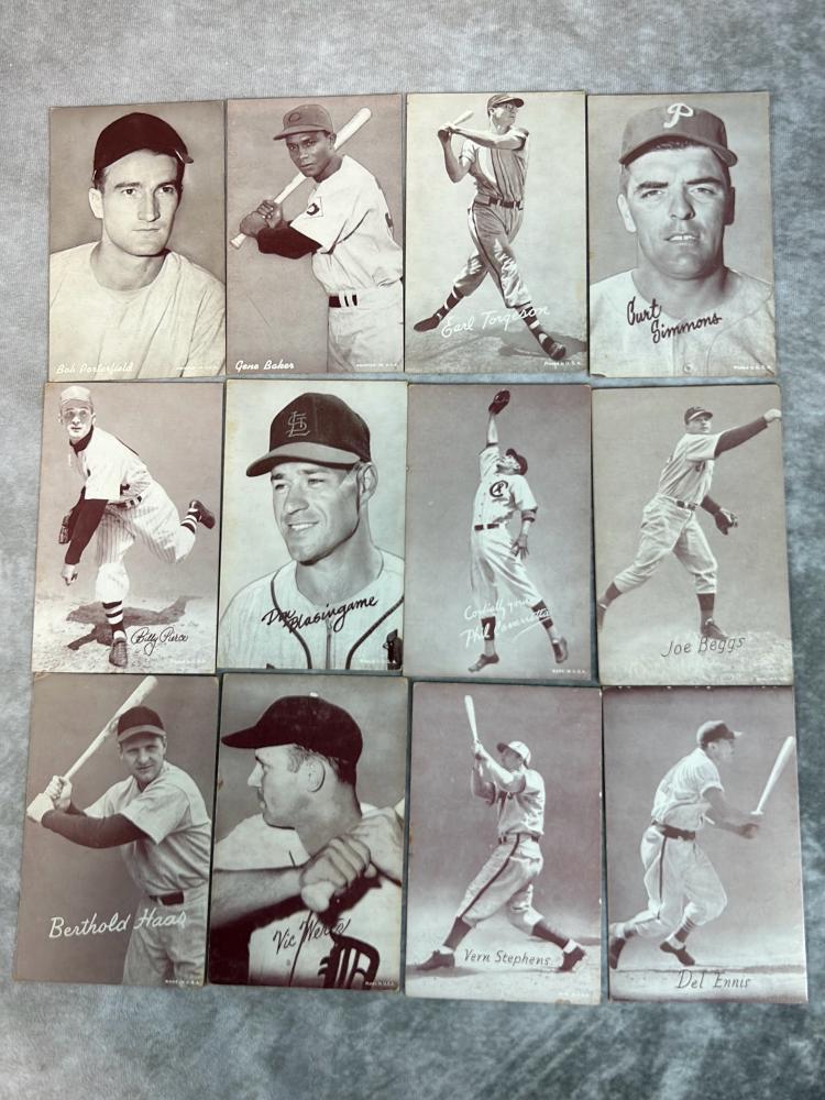 Lot of 12 1947-66 Exhibit Cards- All Blank Backs