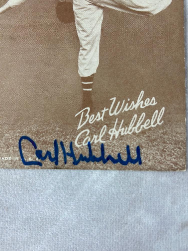 Carl Hubbell Signed Exhibit Card- JSA