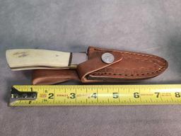 STRAIGHT BACK SKINNER BONE HANDLE FIXIED BLADE KNIFE