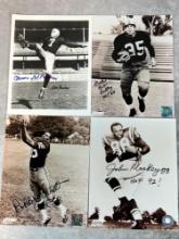 (4) Football HOF Signed Photos - Clarence Parker, Bill Dudley, John Mackey & Bobby Mitchell