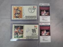 Terry Bradshaw & John Elway signed special edition postcards, JSA