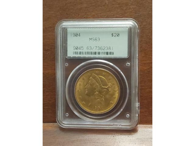 1904 $20. LIBERTY HEAD GOLD PCGS MS63 OLD HOLDER