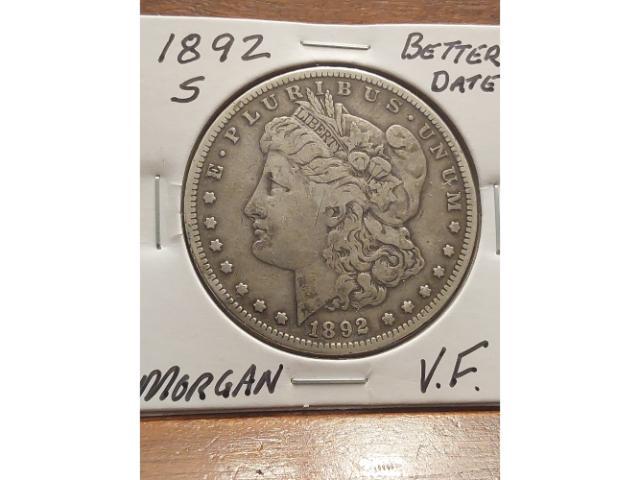 1892S MORGAN DOLLAR VF BETTER DATE