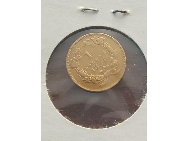 1854 $1. GOLD PIECE AU