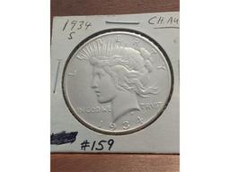 1934S PEACE DOLLAR XF+