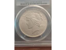 1923 PEACE DOLLAR PCGS MS64