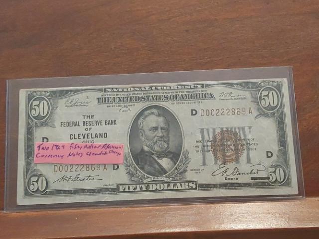 1929 $50. NATIONAL CURRENCY NOTE CLEVELAND, OH. XF