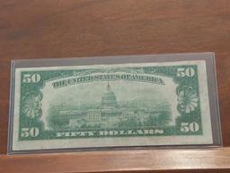 1929 $50. NATIONAL CURRENCY NOTE CLEVELAND, OH. XF