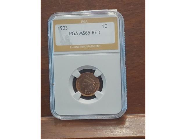 1903 INDIAN HEAD CENT IN PGA MS65 RED HOLDER