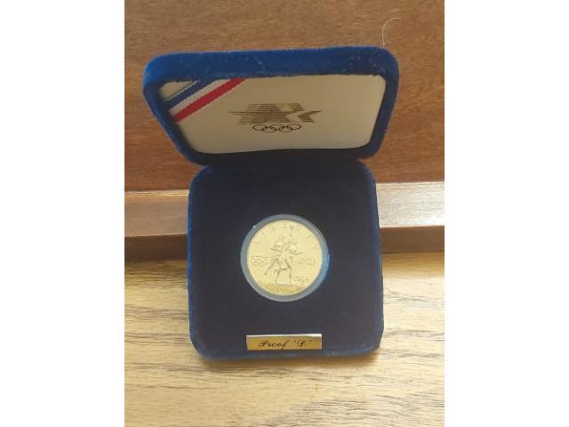 1984D U.S. OLYMPIC $10. GOLD COMMEMORATIVE IN HOLDER PF