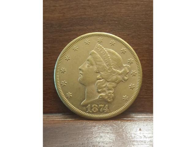 1874CC $20. GOLD PIECE AU