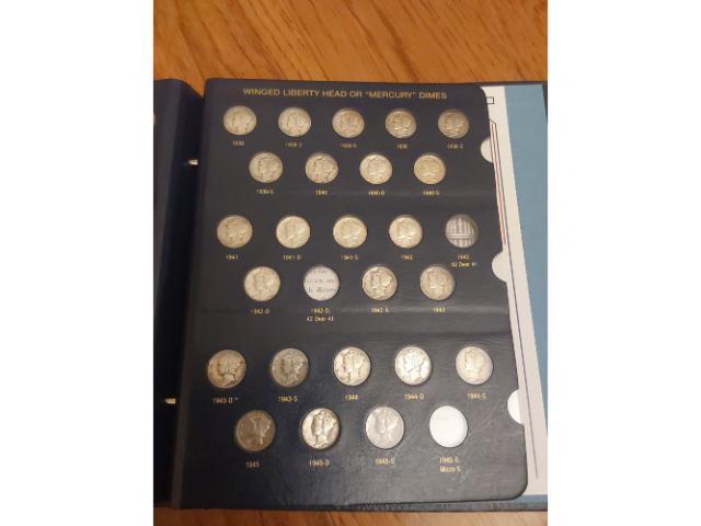 COMPLETE MERCURY DIME SET G-BU 16D VG+