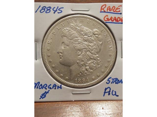 1884S MORGAN DOLLAR STRONG AU SCARCE