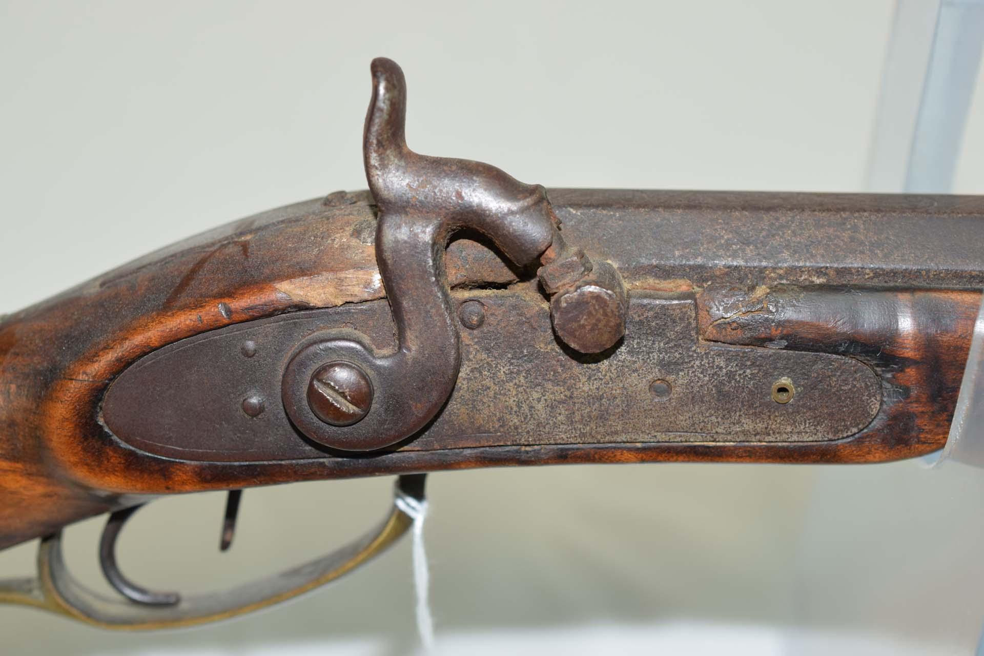 Nathan Jarvis  Full stock percussiuon muzzleloader  Cal Aprox. .38  36”/.95” Oct. Barrel  Harrison C