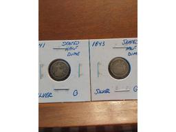 1841,43 SEATED HALF DIMES