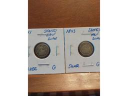 1841,43 SEATED HALF DIMES
