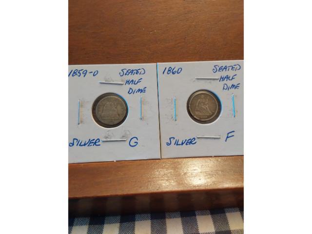 1859O,60 SEATED HALF DIMES G-F