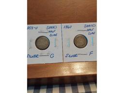 1859O,60 SEATED HALF DIMES G-F