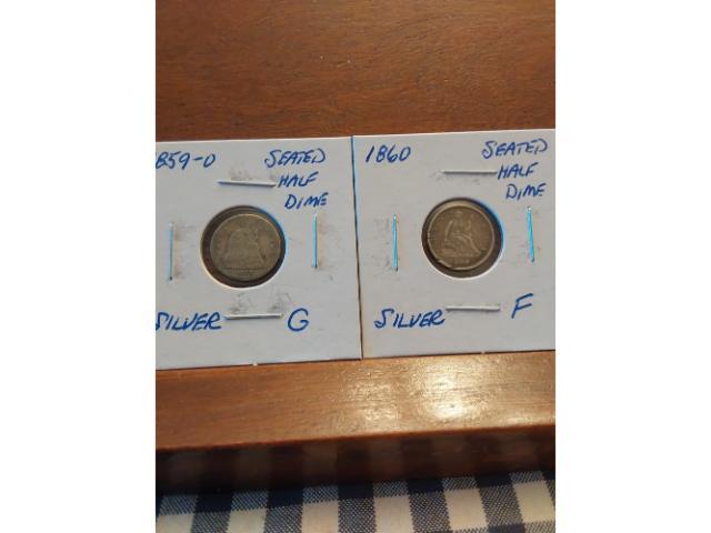 1859O,60 SEATED HALF DIMES G-F