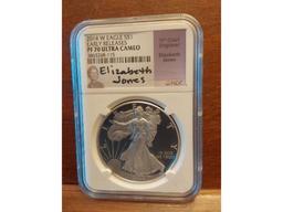 2014W SILVER EAGLE NGC PF70 ULTRA CAMEO ELIZABETH JONES SIGNATURE