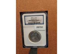 1859O SEATED HALF SS REPUBLIC NGC SHIPWRECK COIN IN HOLDER