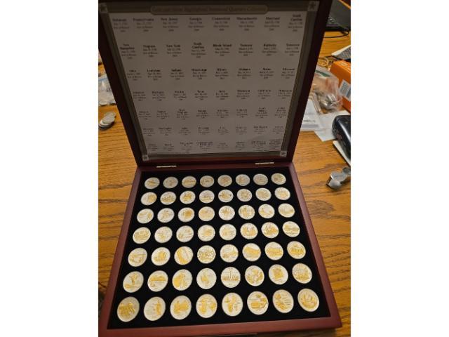 GOLD AND SILVER HIGHLIGHTED STATE QUARTERS SET IN HOLDER