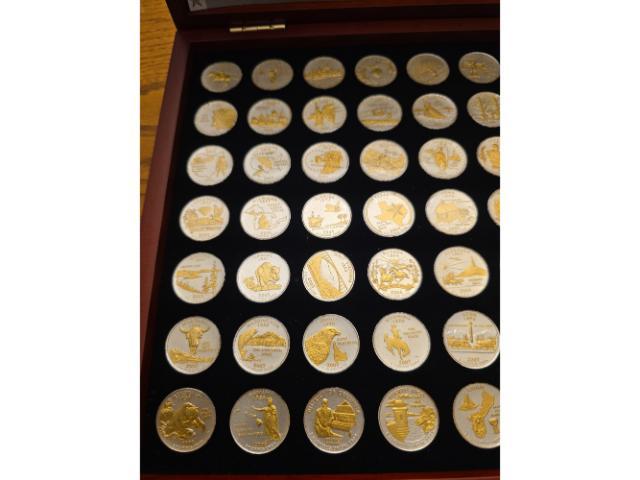 GOLD AND SILVER HIGHLIGHTED STATE QUARTERS SET IN HOLDER