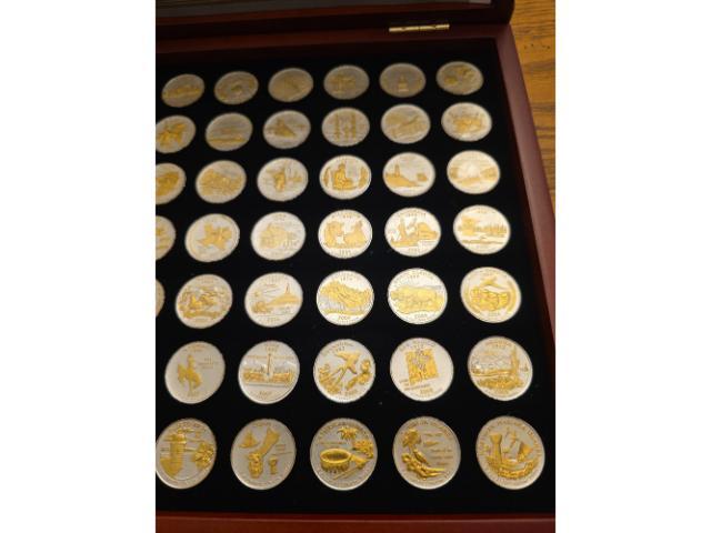 GOLD AND SILVER HIGHLIGHTED STATE QUARTERS SET IN HOLDER