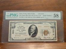 1929 NATIONAL CURRENCY NOTE NEW YORK, NY. SERIAL # A000001 CHARTER 2370 PMG