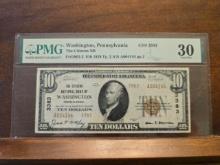 1929 $10. NATIONAL CURRENCY NOTE WASHINGTON, PA. SERIAL # A004144 CHARTER 3