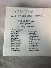 1961 Topps Baseball Cards - 509 of 587 w/ 35 High Numbers - All Cards Appear to be Trimmed
