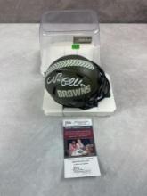 Nick Chubb signed Salute to Service, Browns mini helmet, JSA