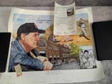 Ted Williams signed baseball Fenway Park litho, full letter JSA