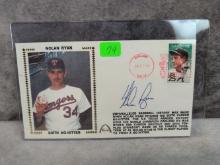 Nolan Ryan signed no hitter postcard, dated , stamped & JSA