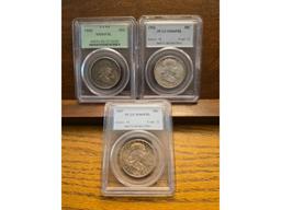 1955. 1956, 1957 FRANKLIN HALVES ALL PCGS MS65FBL AND MS66FBL