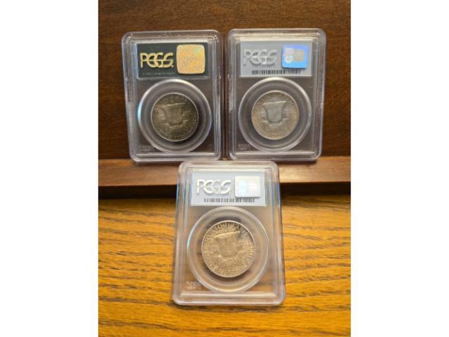 1955. 1956, 1957 FRANKLIN HALVES ALL PCGS MS65FBL AND MS66FBL