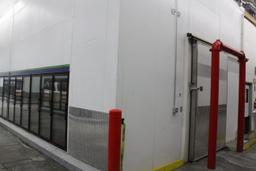 12 Door Freezer. Comes with pallet wide door, 8 sections pallet rack, 2 Bohn 4 fan coils.  36x20x20'