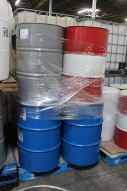 Pallets Of Assorted Steel And Plastic Drums