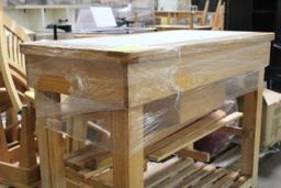 Portable Wooden Table W/ Poly Top